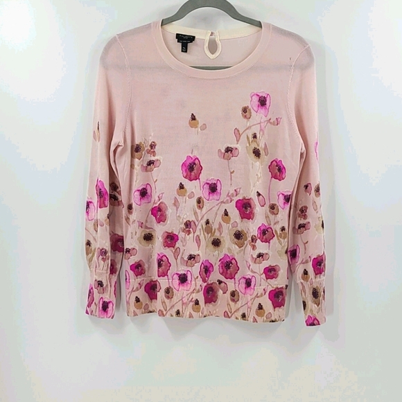 Talbots Sweaters - Talbots pure merino wool pink floral sweater
